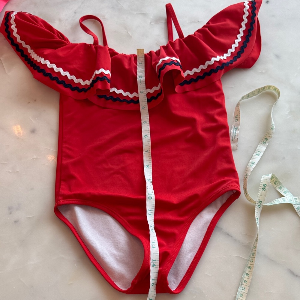 Janie and Jack Very Cheery Ric Rac Ruffle Swimsuit - Picture 6 of 8